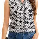JTD Womens Sleeveless Button Down Shirts Casual Collared Tank Top V Neck Summer Blouses Work Office Chiffon Tops, XL
