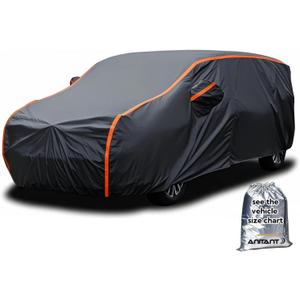 Super Lightweight Mini Van Cover,Large Car Cover Waterproof All Weather,Rain UV Protection Full Exterior Covers Fit MPV 191" to 206" (Size 18: MPV MiniVan (Under 207"), Black(Air Pro))