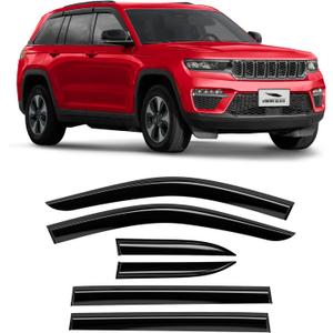 Tape-on Extra Durable Rain Guards for Jeep Grand Cherokee 2022-2025, Window Deflectors, Vent Window Visors, 6 Pieces - 100871 (For Grand Cherokee 22-25)