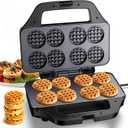 Mini Waffle Maker Machine, 8 Small Waffle Bites, Nonstick Waffle Iron with Quick Heat-Up, Easy Breakfast Makers for Home, Family, Snacks or Desserts (Black)