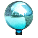 VCUTEKA Gazing Ball, Glass Mirror Polished Hollow Ball Reflective Garden Sphere, Gazing Globe for Home Garden Lawn Outdoor Ornament Yard Decorative 10-Inch, Blue