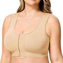 BRABIC Post Surgery Front Closure Bras for Women No Underwire Compression Surgical Mastectomy Everyday Bra (Small, Beige)