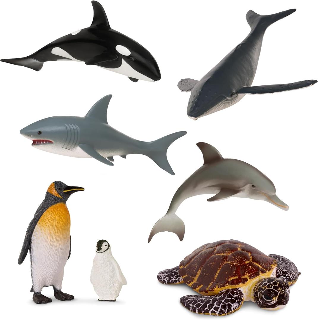 Terra by Battat  Toy Sea Animals  Realistic Whale, Dolphin, Penguin & More  Detailed Ocean Creatures for Sensory Bins  Sea Life Animal Set with 15 Pieces  Great for Imaginative Play 3+ Years
