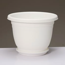 3 Packs 10 inch Plant Pots + Saucer, Planters for Indoor & Outdoor Plants with Drainage Holes | Plastic Flower Pots, Large Planter (Beige, 10 inch)