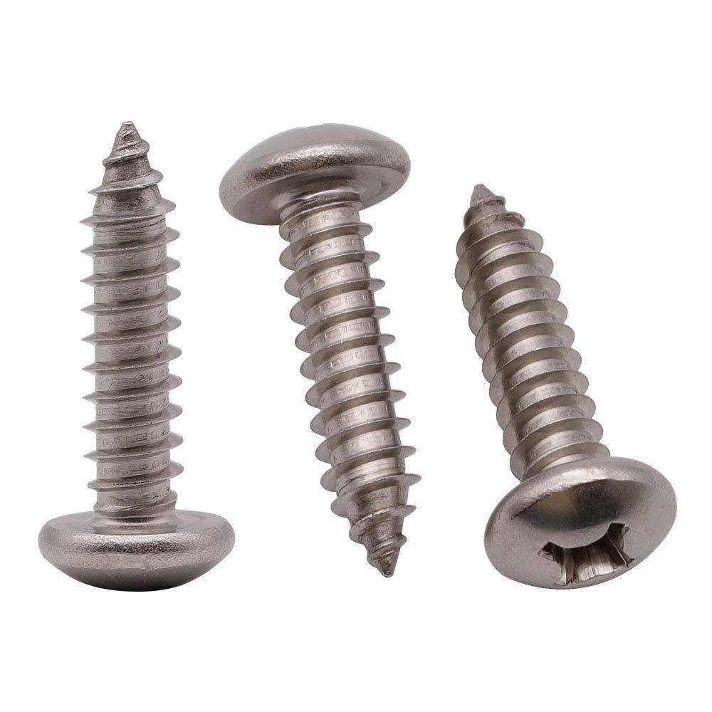 #6 x 3/4" (100 Pack) Stainless Steel Phillips Pan Head Wood Screws, Stainless Steel 304 (18-8), Pan Head Sheet Metal Screws Self Tapping for Wood