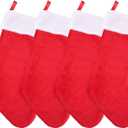 Livder 4 Pack Christmas Stockings Red and White Plush Fireplace Hanging Velvet Stockings for Christmas Decoration Supplies, 20 Inch