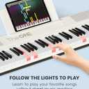 The ONE Smart Keyboard COLOR 61 Lighted Keys Piano Keyboard, Electric Piano for Beginners with 256 Tones, 64 Polyphony, Built-in LED Lights & Apps, Supports USB MIDI/Headphones (White), 11.73 x 35.12 x 3.37 inches
