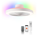 Orison Smart Bladeless Low Profile Ceiling Fan with LED-RGB Ambient Lighting Compatible with Alexa/Google Assistant/App Control, 6-Speed Color Change, Quiet Operation with Remote &App,19.7" (White)