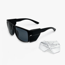 JING LEI Safety Glasses with Removable Side Shield,UV400 Protection Goggles, Rectangle Black Sun Glasses for Women Men Work