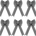 WILLBOND 6 Pcs Christmas Buffalo Plaid Bow Black and White Stripe Wreath Bow Xmas Garland for Christmas Tree Home Crafts Decoration Supplies 6 x 12 Inches(Black and White)