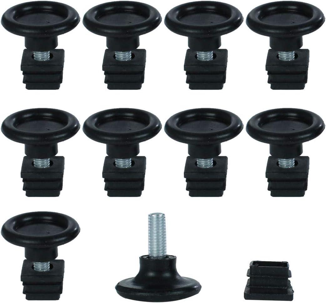 uxcell Adjustable Feet 20 x 20mm Square Inserts Furniture Glide 10 Sets Black