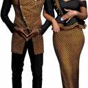 SkyWish African Print Dresses for Women Couple Outfits Clothes Sets Party Wear, 747 XL Women