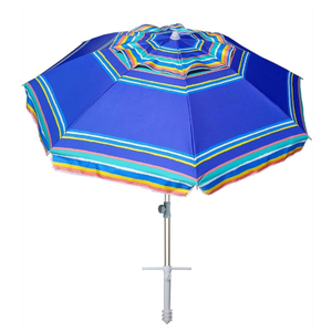 AMMSUN 7ft Heavy Duty High Wind Beach Umbrella Parasols with Sand Anchor Vent Tilt UPF 50+ Sun Protection Portable Outdoor Sunshade Umbrellas Carry Bag for Patio Garden Pool Backyard Blue