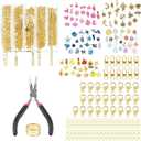 Gold Chain for Jewelry Making,16.4 ft 5 Gold Rolls Plated Jewelry Chains for DIY Necklace Bracelet Keychain Making Accessories with Charm Pendants, Jump Rings, Lobster Clasps, Pliers, Keychain Clips