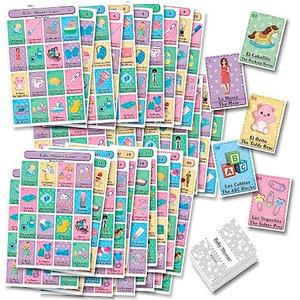 Baby Shower Loteria Fiesta Mexican Game - Bilingual English Spanish, for up to 40 Players