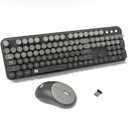 FD Wireless Keyboard and Mouse Combo - 2.4G Full-Sized Cute Colorful Mouse and Keyboard with 104 Round Keys Retro Typewriter Keyboards for Laptop/Windows/PC - Grey Gradient