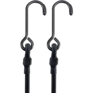 180 Lbs Real Heavy Duty Bungee Cords with Rust Resistant Steel Hooks, 120 Inch Black Bungee Straps with 2X Stretch & UV Protection, Perfect for Camping, Tarps, Tent, Bike, Luggage (2 Pcs)