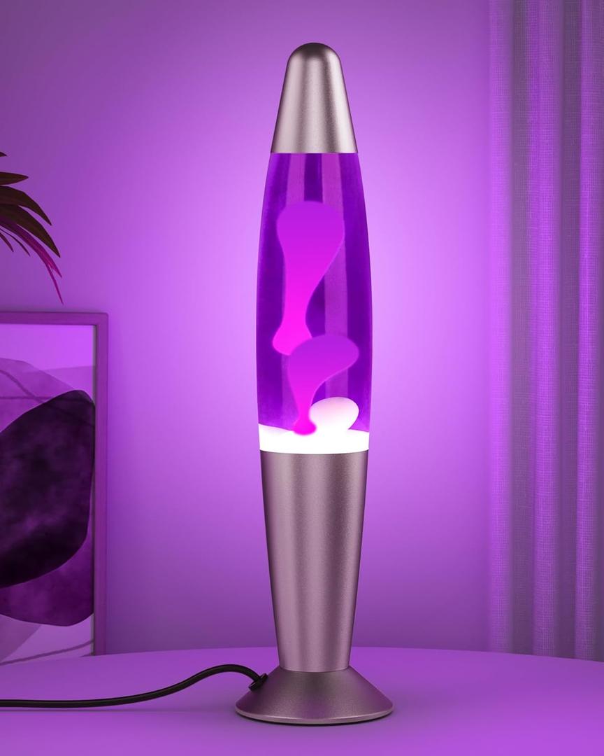 Purple LED Motion Lamp for Adults and Kids, Liquid Motion Lamps with White Wax Flows, Night Light Home Room Decor, Gifts for Women and Girls