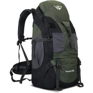 50L Hiking Backpack, Waterproof Lightweight Daypack for Outdoor Camping Travel (Army Green)