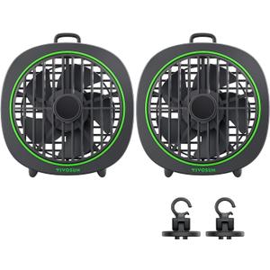 VIVOSUN AeroWave D4, 4 Grow Tent Clip Fan with Detachable Hook, 3-Speed Strong & Quiet Airflow, Adjustable Airflow Angle for Hydroponics, Circulation & Cooling, Black, 2-Pack