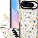 Boaretiu Cute Kawaii Case for Google Pixel 9Pro XL Phone Case with Kickstand - Fashion 360 Sticky Rotate Ring Holder Design for Women Girls Girly for Google Pixel 9Pro XL Case, Flower Honey