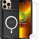 iPhone 13 Pro 10000mAh Rechargeable Portable Battery Case with Wireless Charging, Compatible for iPhone 13 Pro (6.1 inch), Black, Carplay Extended Battery Pack Charger Case