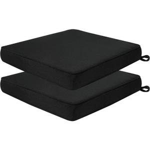 FUNHOME Outdoor Chair Cushions 18x18 Inch,Set of 2,Water Resistant Chair Pads with Ties,Square Seat Cushion 18"x18"x2.5",Patio Chair Cushion for Garden,Backyard Furniture(Black)