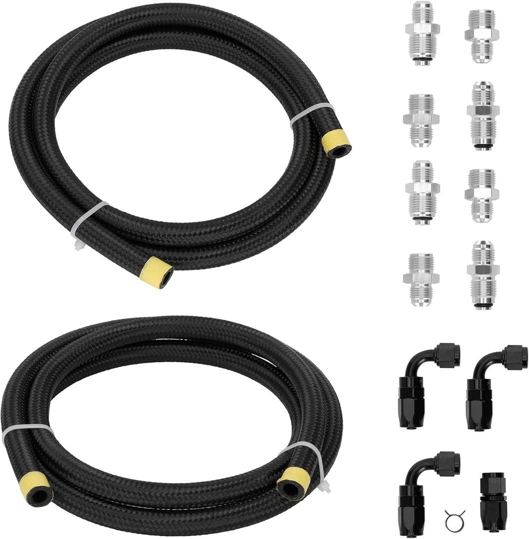 AN6 Power Steering Pump Hose Fitting Kit Return Tank for Pump Mounted Reservoir Power Steering Line Kit Compatible with LS Swap LS1 LS3