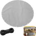 5.5ft Round Hay Bale Cover with 33ft Rope, Double Layer Waterproof Tarp for Ring Feeders, Reinforced Hemmed Edge, UV Resistant Tarpaulin, Fits Livestock Hay Feeders Outdoor