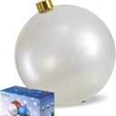 Inflatable Christmas Ornaments, 18" or 25" Oversized Outdoor Christmas Ball Ornaments, Holiday Yard Christmas Tree Decorations, Indoor and Outdoor Decoration Balls (25 inch, White)