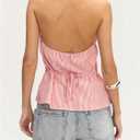 WDIRARA Women's Striped Bow Tie Front Halter Tops Asymmetrical Sleeveless Backless Tank Tops (Red, M)