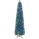  7 FT Pre-Lit Artificial Xmas Tree with Colorful Fiber Optics & 697 PVC Branch Tips