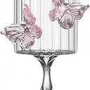 Pink Butterfly Wine Glasses with 3D Butterflies Coquette Champagne Glasses Butterfly Wine Cocktails Glassware for Weddings Engagements Party Gifts (Striped glass)