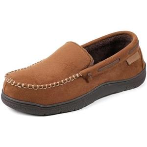 Zigzagger Men's Moccasin Slippers Memory Foam House Shoes, Indoor and Outdoor Warm Loafer Slippers Size 8