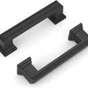 10 Pack Matte Black Cabinet Handles, 3 Inch Hole Center Pulls, Kitchen Cabinet Handles Square Drawer Pulls for Kitchen Bathroom Bedroom