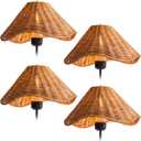 Small Rattan Lamp Shades Set of 4, Boho Wicker Woven Lampshade Replacement for Table Lamps, Floor Lamps and Wall Lamps, Spider Design, 5.5" Top x 10" Bottom x 6.6" High