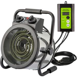 Noarixa Greenhouse Heater with Digtal Thermostat, 1500W Electric Greenhouse Heaters, Fast Heating with Overheat Protection, Grow Tent Heater for Green House, Outdoor, Patio, Flower Room, Sliver