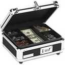 Plastic & Steel Cash Box W/tumbler Lock, Black & Chrome By: Vaultz