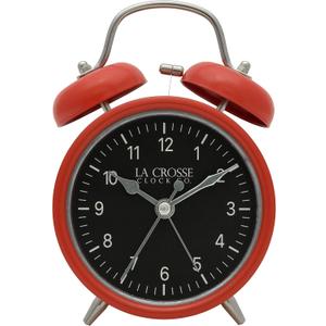 La Crosse Clock 617-3314 Red Twin Bell Quartz Alarm Clock