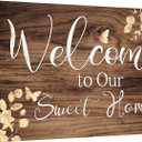 sechars Rustic Welcome to Our Sweet Home Pictures Farmhouse Style Quotes Wall Art Decor Vintage Painting 16"x24"