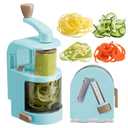 Badelite Vegetable Spiralizer 4-IN-1 Rotating Blade Veggie Spiralizer Zucchini Noodle Maker with Strong Suction Cup Spiral Vegetable Cutter Slicer - Blue