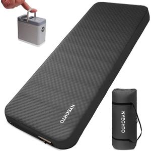 NYECHTO Self Inflating Sleeping Pad for Camping, 4" Extra-Thick Memory Foam Camping Mattress with Electric Pump, Fast Inflate & Deflate, 9.5 R-Value Insulated Camping Pad for Car Travel Tent Cot, Grey, Single