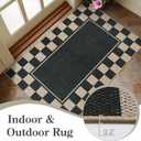 Moynesa Checkered Easy Jute Outdoor Rug 8x10 Area Rugs for Living Room, Black Washable Indoor Outdoor Patio Rug Non Slip, Large Farmhouse Carpet for Bedroom Dining Room Backyard