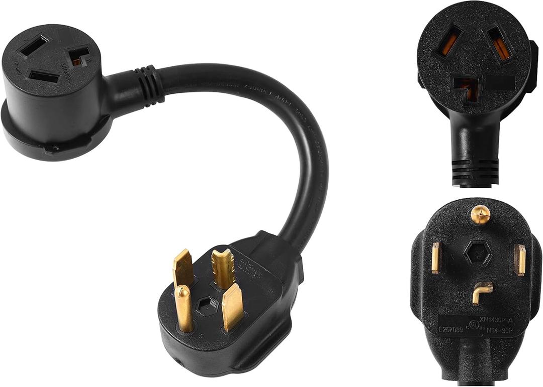 ONETAK NEMA 14-30P to 10-30R ETL Listed 120V/240V 30 Amp 10 AWG 4 Prong Male Plug to 3 Prong Female Outlet Receptacle Welder Clothes Dryer Power Cord Adapter