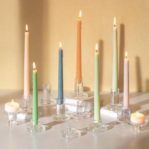 Glasseam Taper Candle Holders Bulk: 12 Pcs Glass Candlestick Holders for Tapered Candles Set Small Clear Candle Sticks Holder Decor for Wedding Table Centerpiece Holiday Christmas Decorations