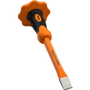 Finder 12-Inch Heavy Duty Flat Chisel with Hand Protection, Flat Head, Demolishing/Masonry/Carving/Concrete Breaker Chisels with Bi-Material Hand Guard