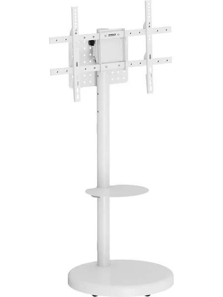 Rolling TV Stand for 10-46 Inch TVs, Small Mobile TV Cart with Shelf and Hidden Wheels,Portrait to Landscape,Modern Floor Mobile TV Stand for Living Room,Height Adjustable,Max VESA 200x200mm (White)