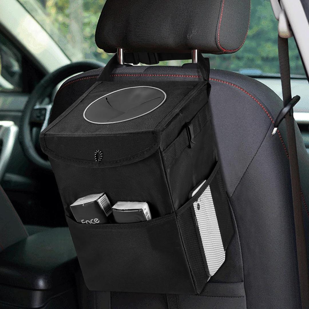 XHRING Car Trash Garbage Can for Jeep Wrangler JL JK Gladiator Renegade Cherokee Compass Grand Cherokee Wagoneer L Liberty Patriot Rubicon Sahara 4XE Sport S Mojave X JKU Accessories 2000-2025 2026