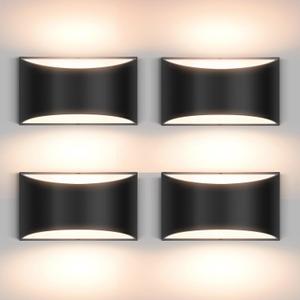 Aiilsmp 4 Pack Black Modern LED Wall Sconce Hardwired Indoor Wall Lights Up and Down Wall Mount Light Fixture for Living Room Bedroom Corridor Hallway Conservatory Warm White 3000K(with G9 Bulbs)