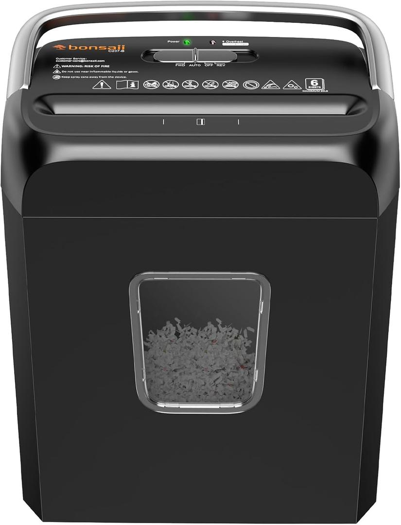 Bonsaii Paper Shredder, 3.4 Gals Wastebasket, 5-6 Sheet Crosscut Shredder for Home Use